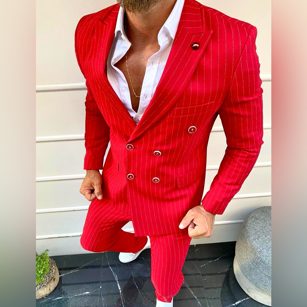 Red Double-breasted Suit